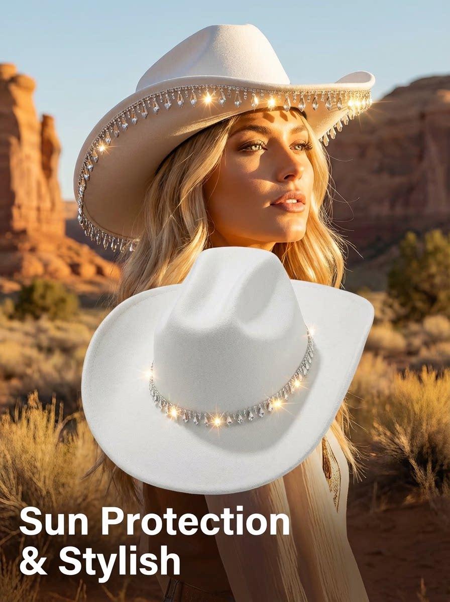 Unisex Western Cowboy Hat with Rhombus Sword Design, Elegant Wedding Accessory, Perfect Gift for Engagements, Stylish Headwear