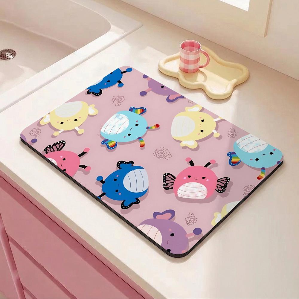 Squishy S-SsquishmallowsS Floor Mat Eco Friendly Diatomite Antibacterial Odor Resistant Floor Mat Super Absorbent Quick Drying Non Slip Washable Bath Rug for Kitchen Bathroom Shower Home Decor