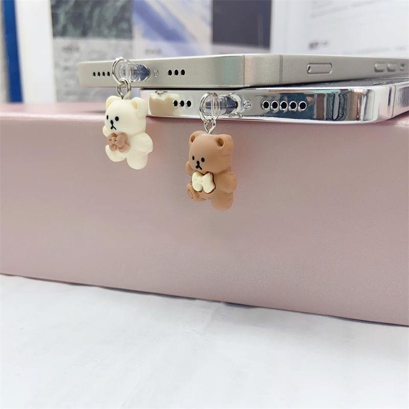 Cute Bear Design Phone Charging Port Dust Plug, 1 Count Anti Dust Plug for Phone, Unique Mobile Phone Accessories for Women & Girls, Phone Charm