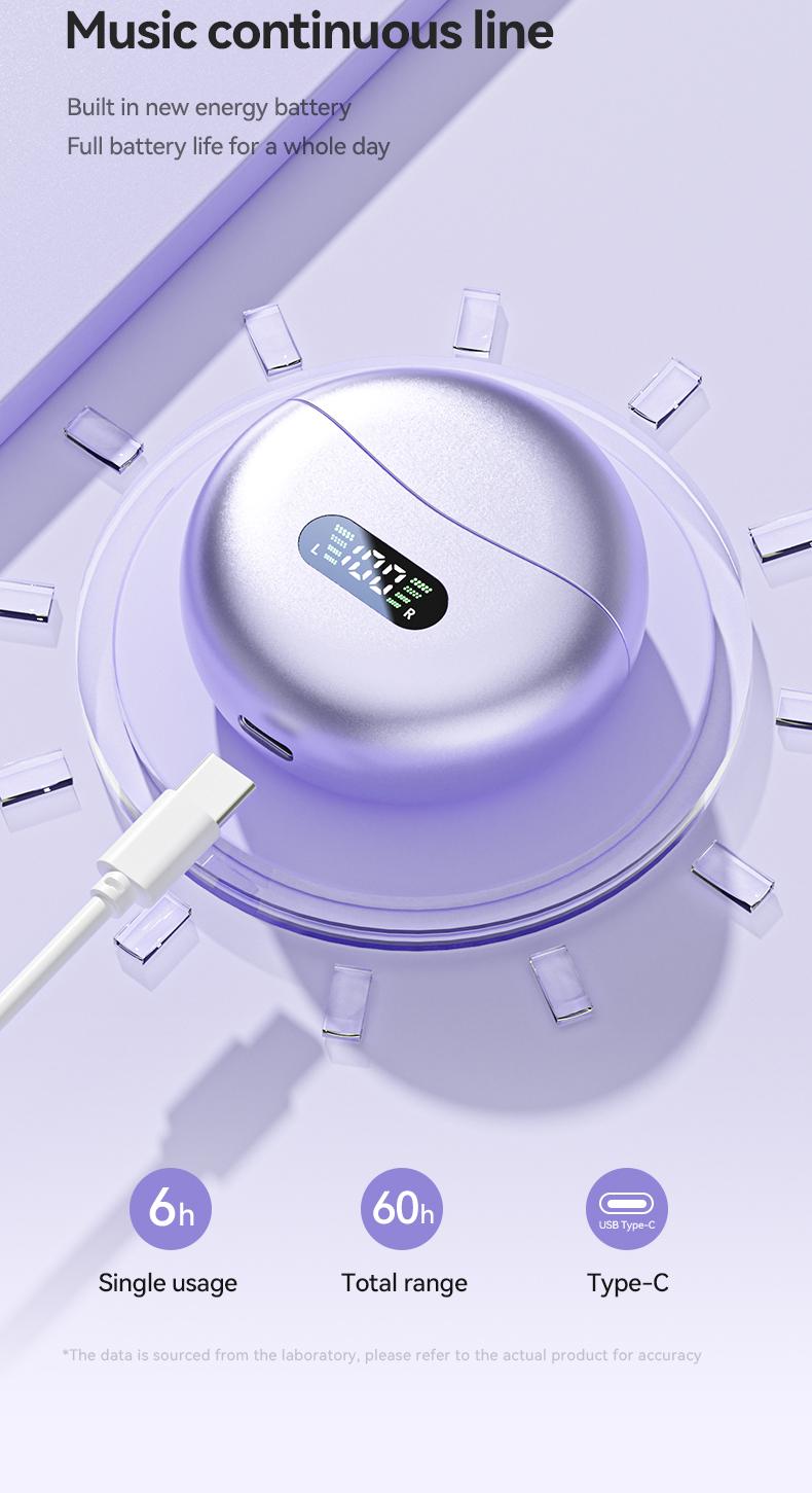 Clip-On Wireless Earbuds, Bluetooth-compatible 5.4 Stable Connection, Clear Hi-Fi Sound, Sweat-Resistant Design, Compatible with Android & iOS