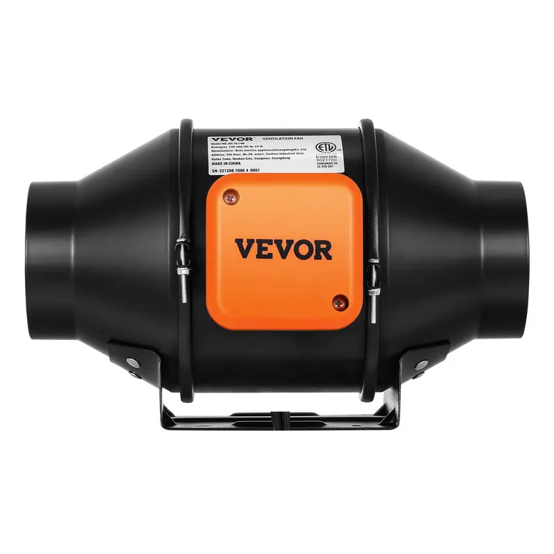 【toolupgrade】VEVOR 4-Inch Inline Duct Fan, 205 CFM Quiet EC-Motor Ventilation Fan with Boost Mode, PWM Temperature Humidity Control & Sensor, Energy-Efficient Compact Unit for Indoor Grow Tents