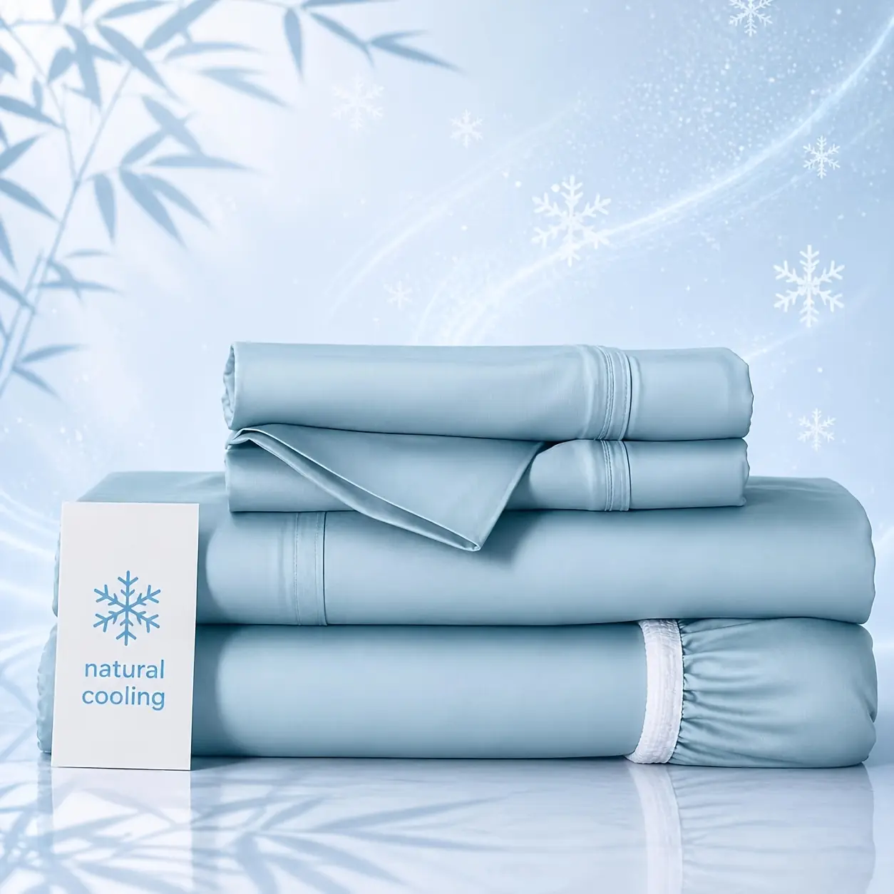 OS OMYSTYLE  4 PCS Bamboo Cotton Blend Sheet Set, Cooling Breathable Bed Sheets For Hot Sleepers, Soft Bed Sheets With Deep Pocket 16", Hotel Quality Wrinkle-Free Bedding Kids Sheets Set