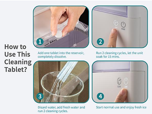 Gevi Ice Machine Cleaner Maker Descaler, Organic Citric Acid Cleaner for Universal Countertop Ice Machines (4 Uses, Tablet)