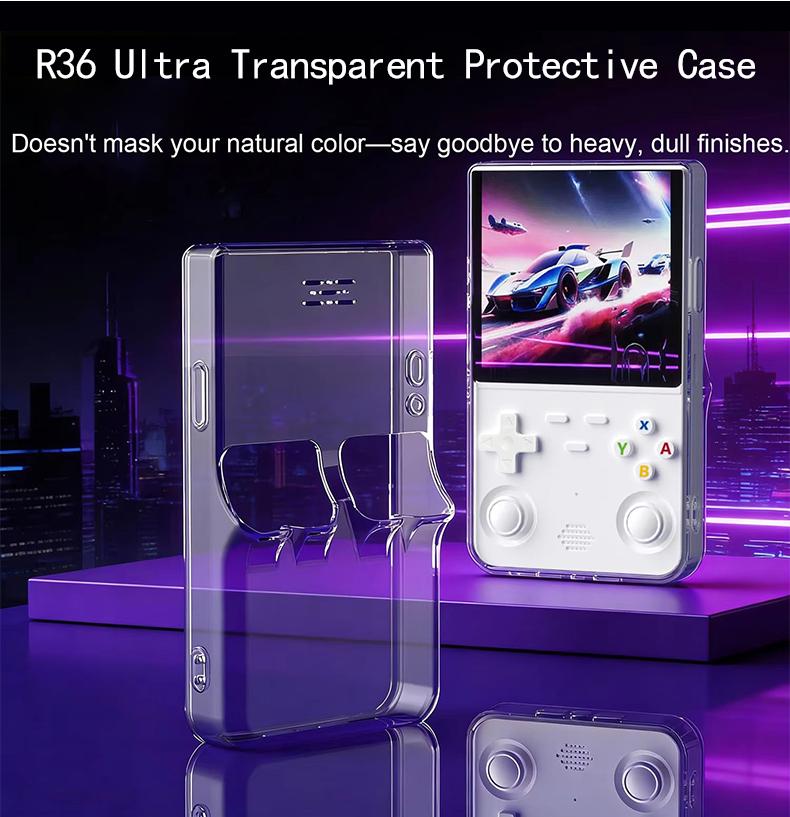 Transparent Protective Case for R36 Ultra Game Console, Anti-Drop Hard Storage Bag, Eva Shell, Scratch-Resistant Screen Film