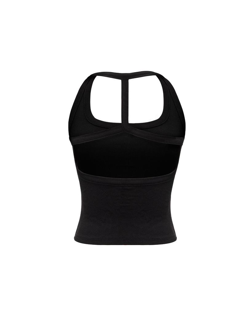 Backless Sleeveless Sports Bra Tank Top, Cross-Back Design, Comfortable Casual Wear, Daily Date, Slim-Fitting Short Style