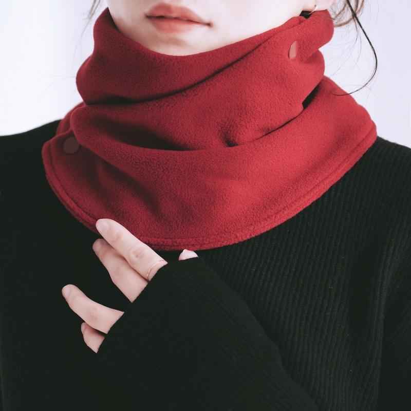 Classic Solid Color Velvet Neck Warmer, Button Front Design, Thickened for Fall & Winter, Casual Style, Ideal for Riding & Wind Protection, Neck Scarf, Neckscarf