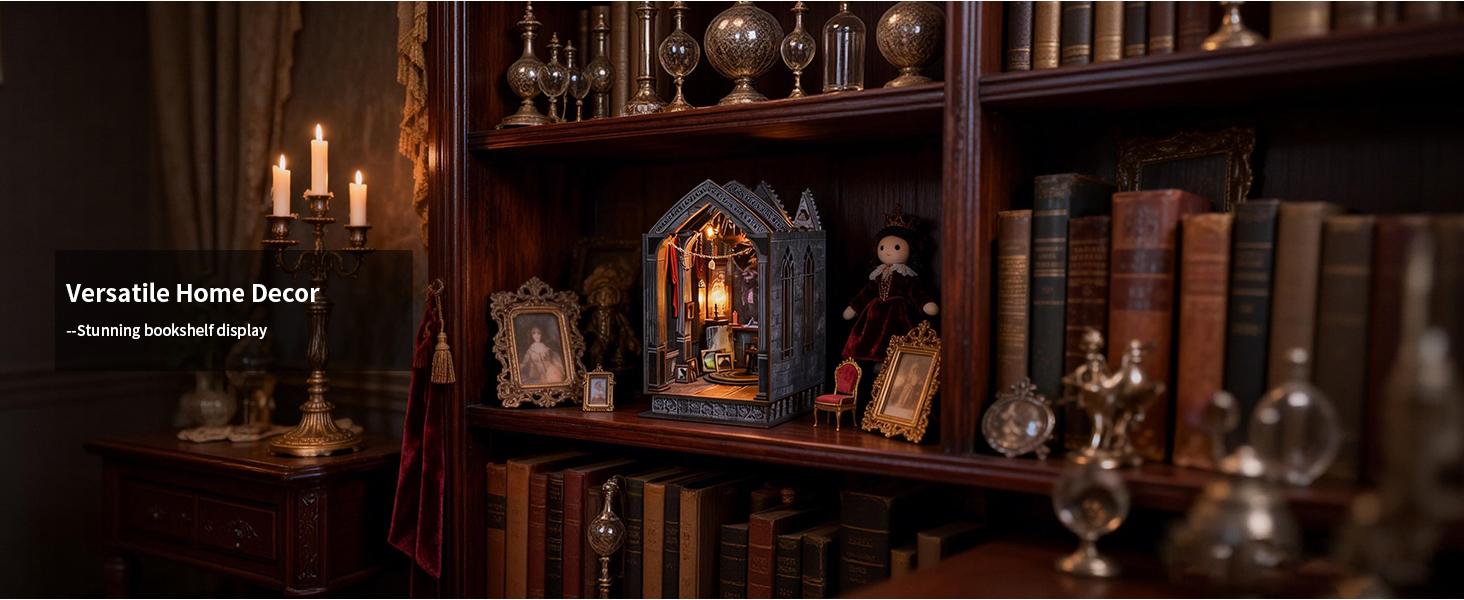 book nook kit,diy book nook for adults,miniature house kit,book nook with led light,wooden book nook craft,bookshelf decor,reading nook display,book lover gifts,diy miniature building kit,home decor gifts,mini bookend decor,night prayer booknook