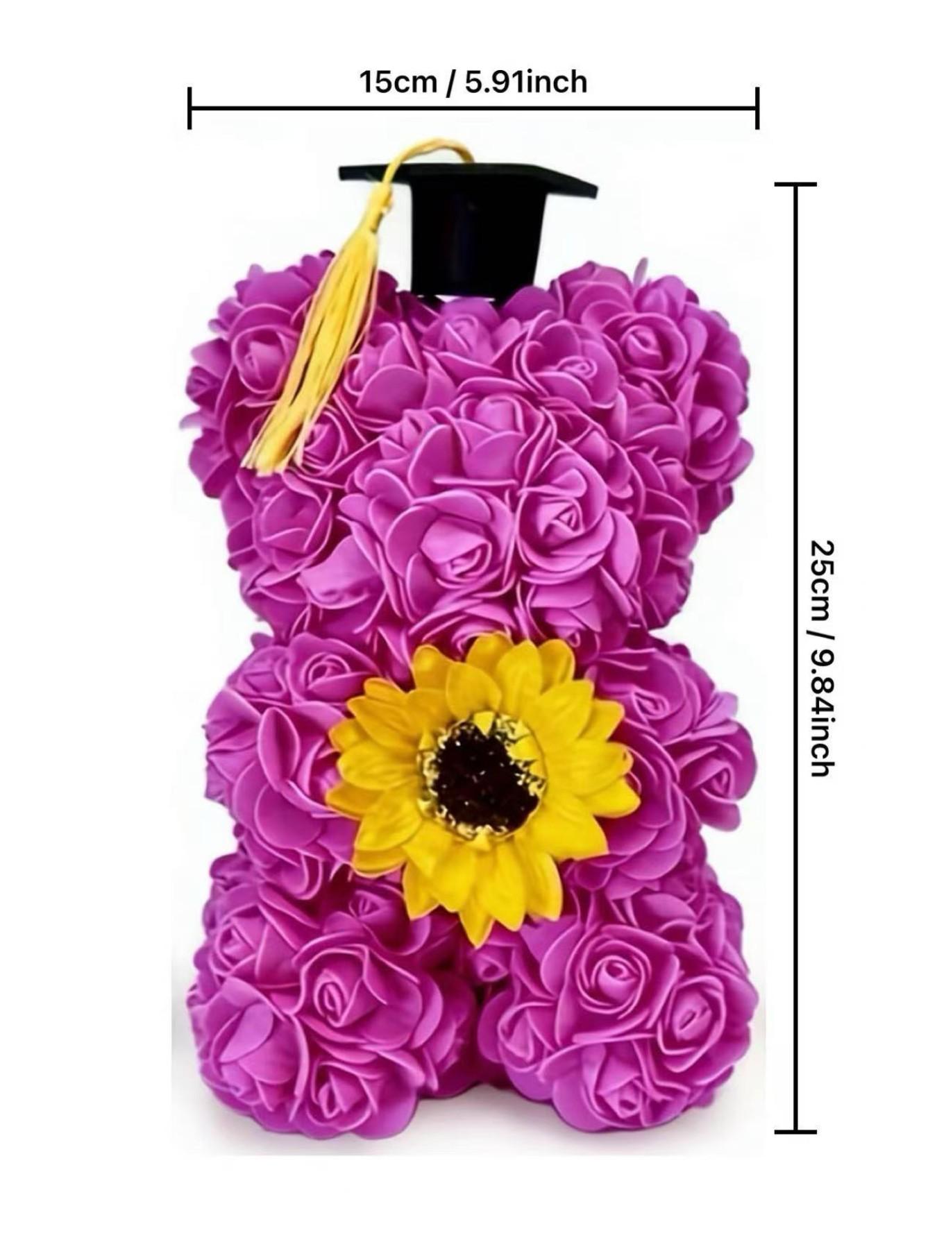 Eternal Rose Bear Bubble Flower Gift Set, Perfect Graduation Present, Unique Floral Design, Ideal for Special Occasions
