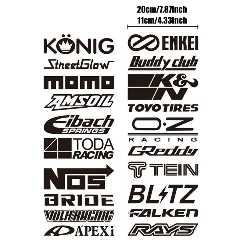 20pcs Racing Sponsor Style Stickers Set Reflective Waterproof Car Window Body Decorative Vinyl Decals for JDM Style Sticker For Cars