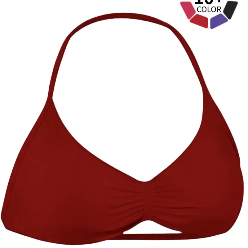 Women's Halter Bikini Top, Quick-Dry Backless Cutout Swim Top, Backless Swimwear