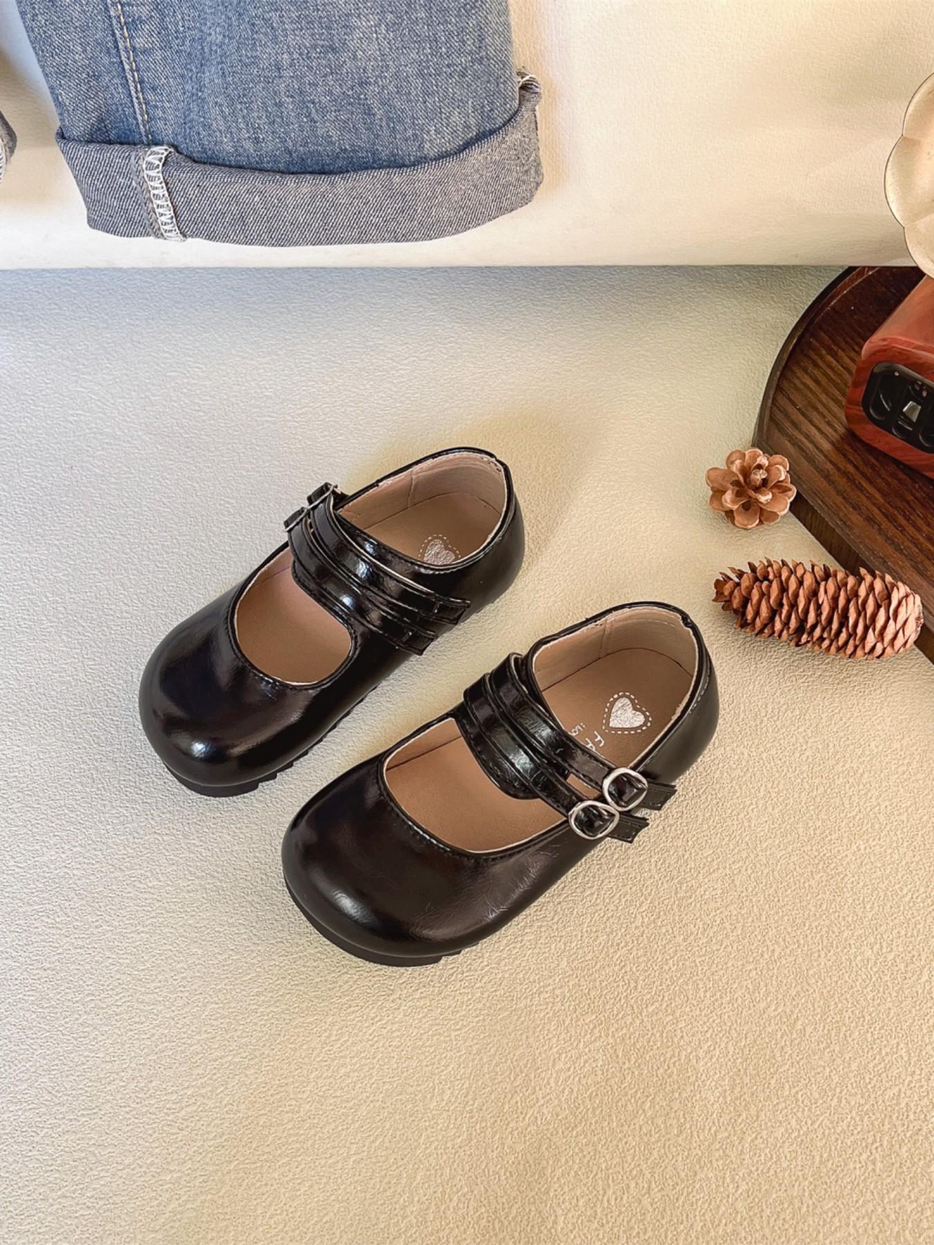 Girls' Mary Jane Leather Shoes Spring & Fall 2026 New Princess Style Ballet Flats Square Toe Versatile Small Leather Shoes
