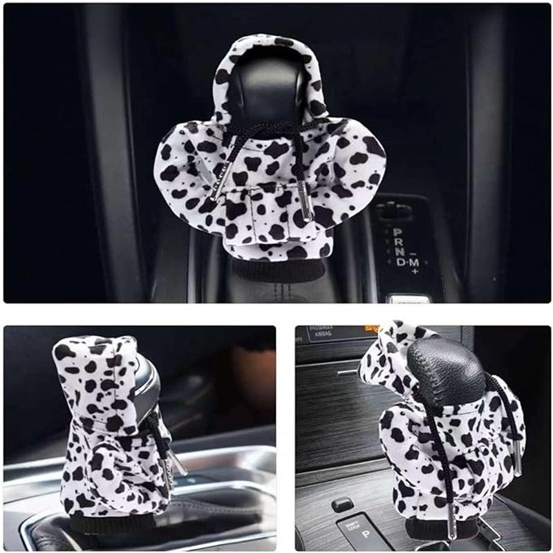 Universal Car Gear Shift Cover, Gearshifter, Shift Knob, Cow Pattern Interior Decoration, Small Sweatshirt Style, Automotive Accessories, 1pc