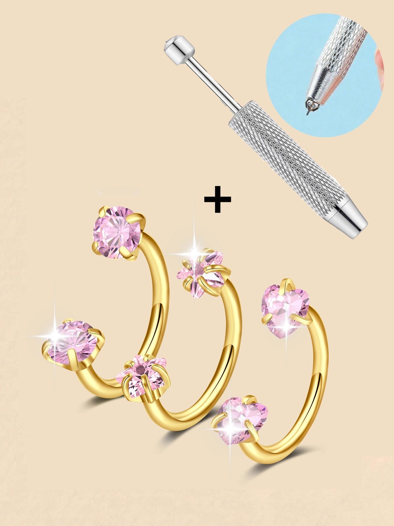 Stainless Steel CZ-Inlaid Nose Ring for Women and Men, Fashion Body Jewelry for Parties and Everyday Wear, Trendy Versatile Style, Exquisite Jewelry Gift