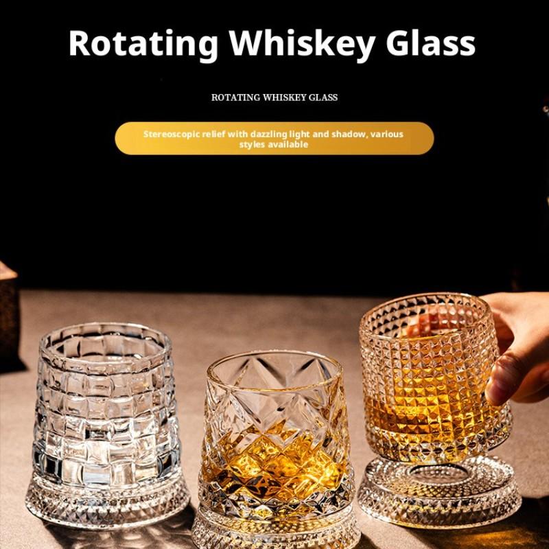 Luxury Whiskey Glass Rotating Cup, Crystal Glass Wine Cup, Home Use Beer Mug, High-End Barware, Elegant Drinkware for Special Occasions