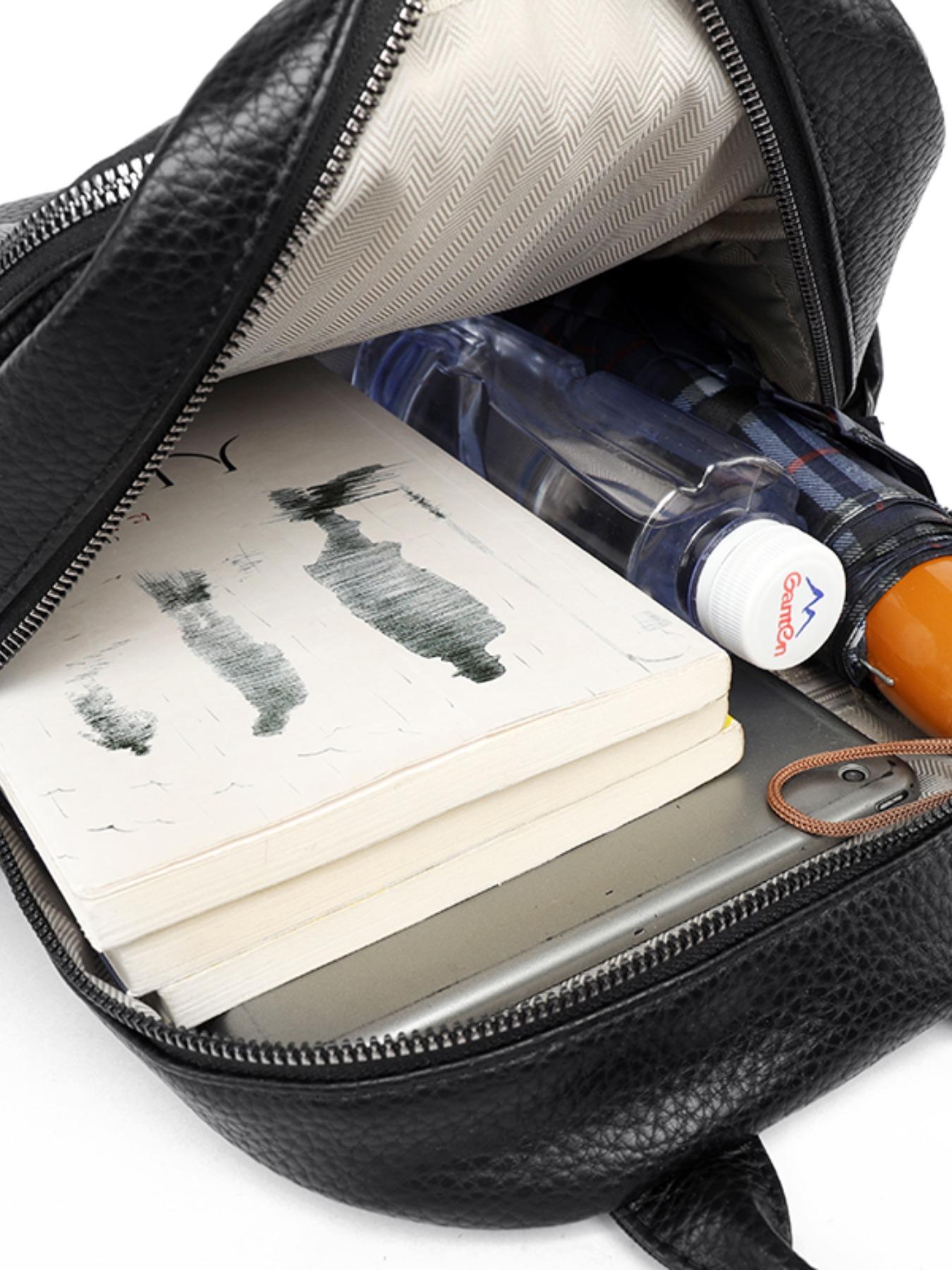 Women's Simple Solid Color Backpack, Multifunctional Travel Bag, Soft Leather Shoulder Bag, Fashionable Casual Bookbag