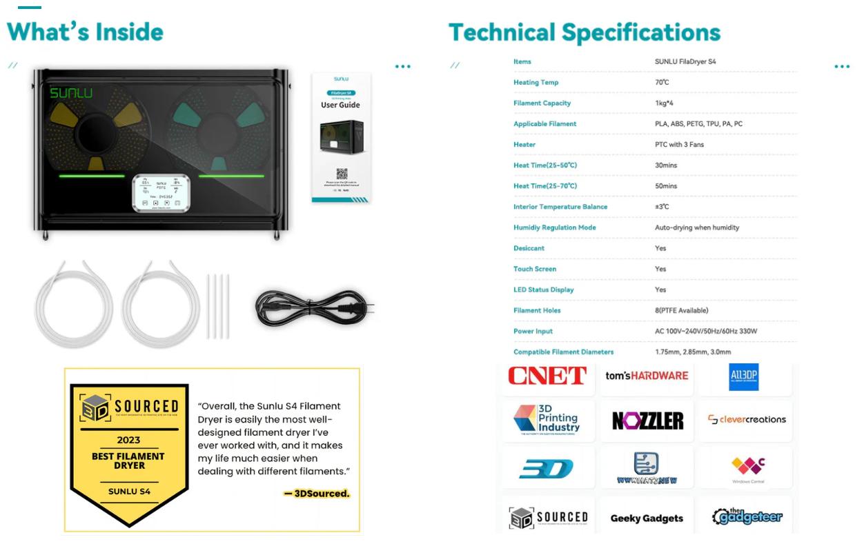 SUNLU Filadryer S4,Four-Spool 3D Printer Dehydrator with Rapid Heating, Auto Humidity Control Advanced Triple Fan Upgrade,Compatible with PLA,PETG,ABS,TPU,PA SUNLU Filadryer S4,Four-Spool 3D Printer Dehydrator with Rapid Heating, Auto Humidity Control Advanced Triple Fan Upgrade,Compatible with PLA,PETG,ABS,TPU,PA