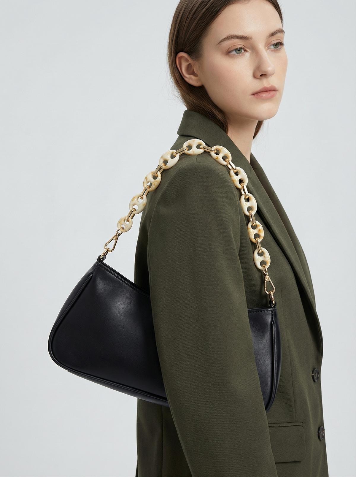 Acrylic Resin Oval Chain Bag Strap Replacement, Tortoiseshell Pattern Decorative Shoulder Chain, Lightweight Purse Strap for Handbags, Crossbody Bags, Tote Bags, Daily Use & Travel