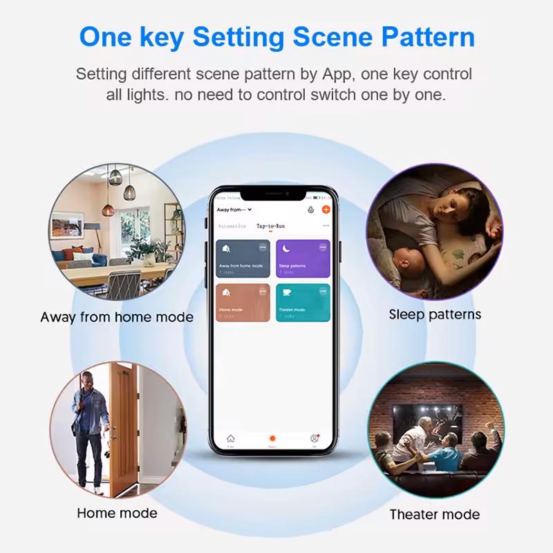 Smart Light Switch WiFi Zigbee, No Neutral Wire, Panel Mount, Push Button, 1/2/3 Gang, Ac100v-250v, Smart Voice Control Compatible with Alexa&Google Home