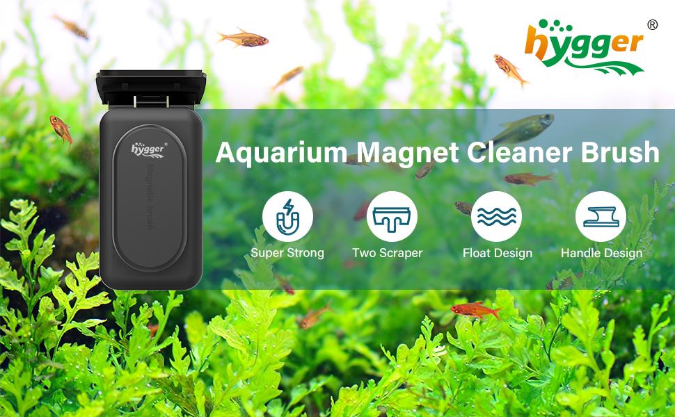 hygger Aquarium Magnetic Glass Cleaner, Algae Scraper for Fish Tank Cleaning with Two Detachable Blade, Magnet Floating Design Scrubbing Brush