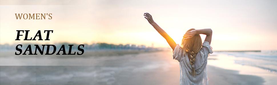 Women's Flat Sandals Two Strap Slide Sandals Square Toe