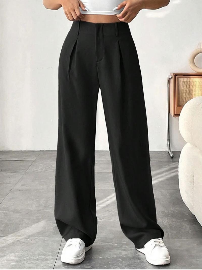 Elegant High-Waisted Wide-Leg Pants, Slimming Fit Spring Summer Fashion, Versatile Casual Business Wear, Long Comfortable Trouser Elegant High-Waisted Wide-Leg Pants, Slimming Fit Spring Summer Fashion, Versatile Casual Business Wear, Long Comfortable Trouser