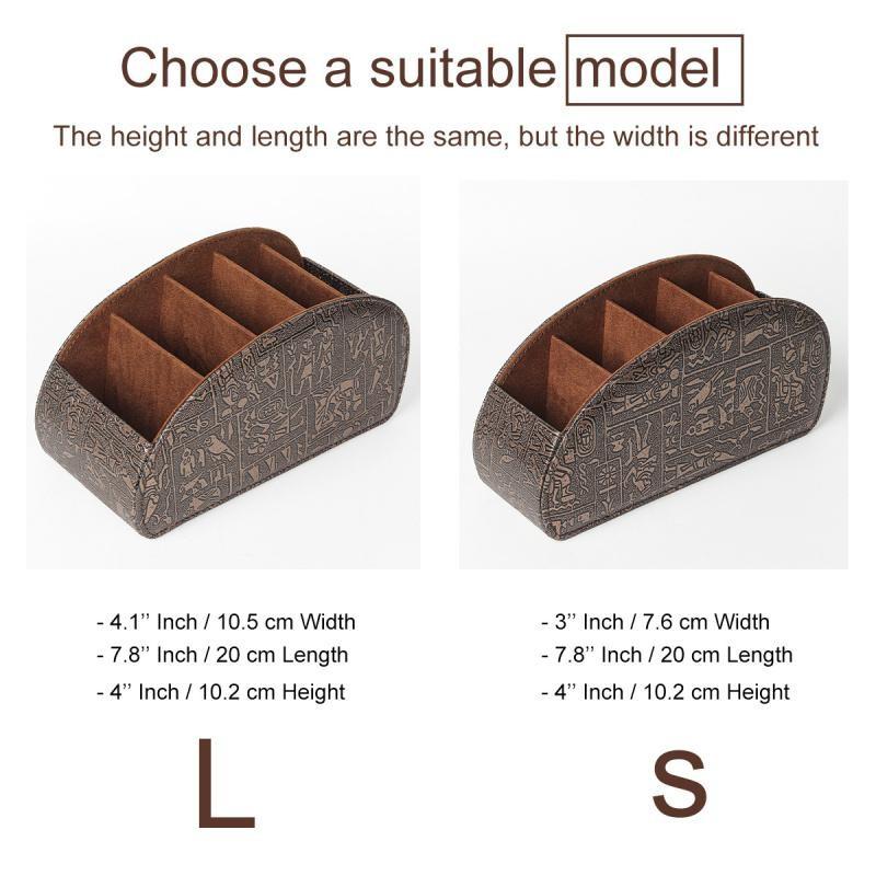 TV Remote Control Holder with 5 Compartments,Pu Leather Remote Caddy/Box/Tray Bedside Table Desk Storage Organizer for DVD, Blu-Ray, Media Player, Heater Controllers and Cosmetics Office Supplies