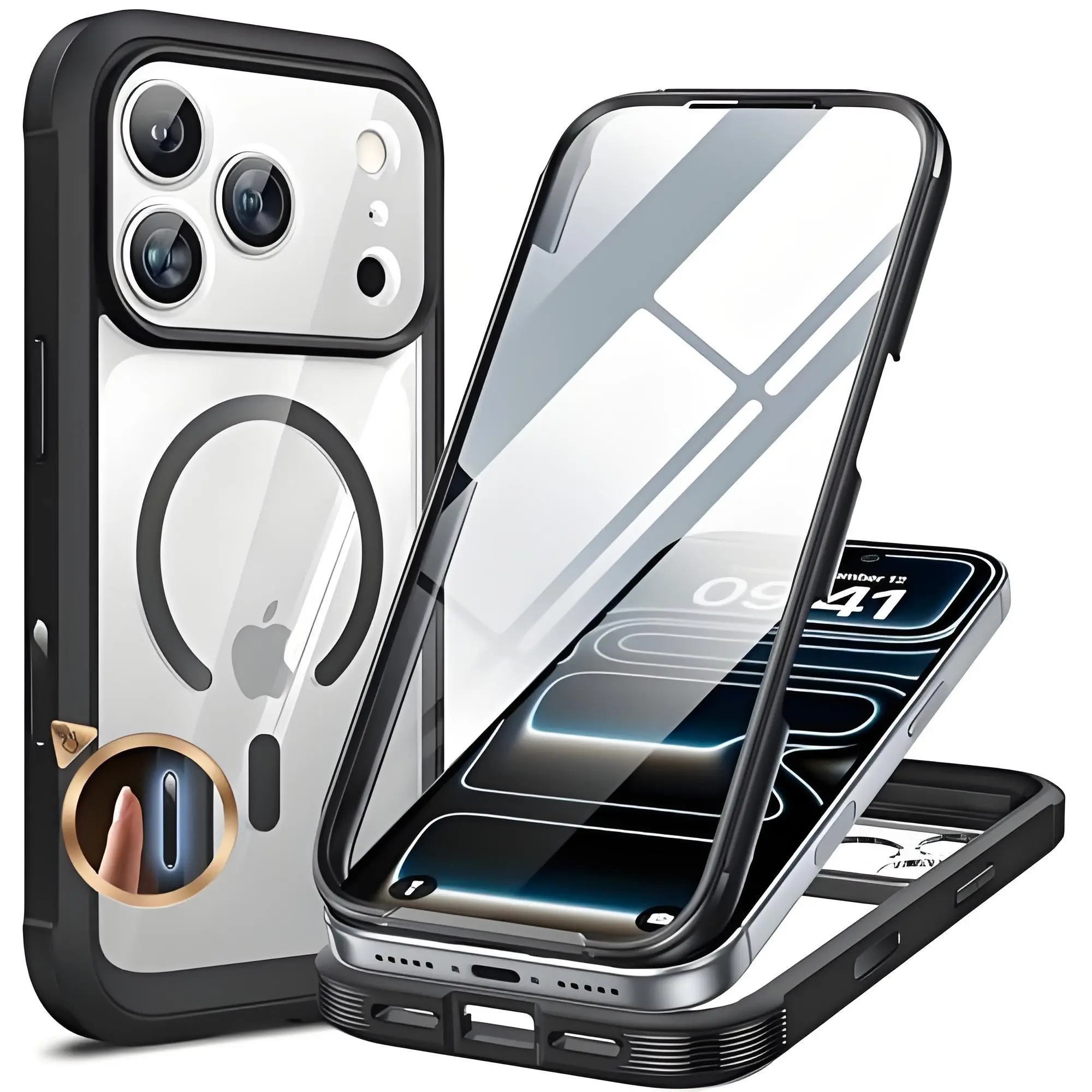 17/16/15/14/13/12/11Pro Max Magnetic Wireless Charging Protective case, equipped with lens protection and back plate design