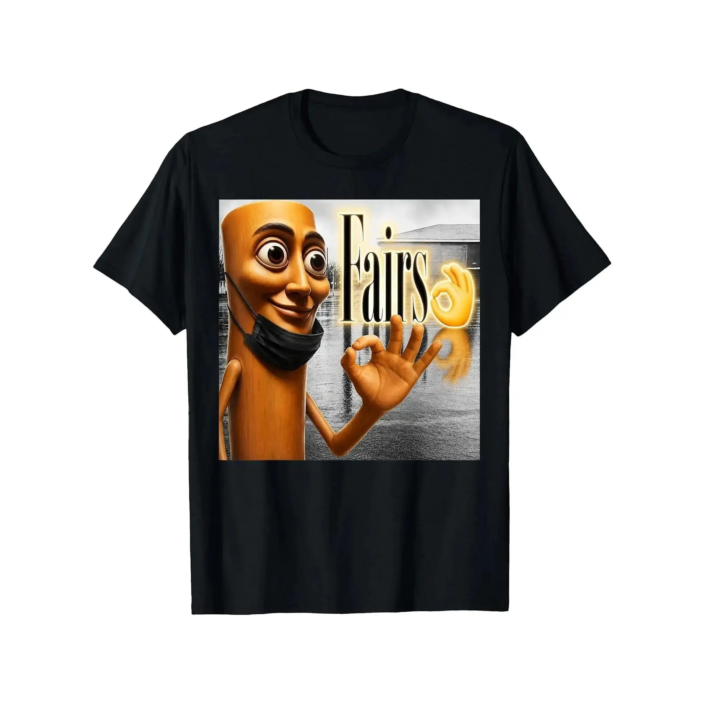 Men's 100% Cotton Classic Retro Short-Sleeve Oversized Crewneck Printed Tee - Unisex Funny Triple T Tung Sahur Fairs Parody YBG Meme Graphic Top, All Season Day Wear, Cold Machine Wash Fashion Clothing, T-Shirt