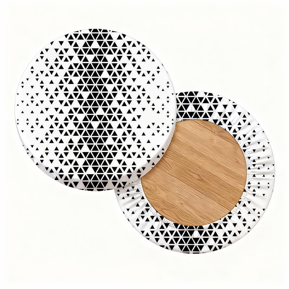 2/4/6/8PCS triangular geometry digital printing pattern universal elastic round stool cover for all seasons, elastic, bar chair cover, outdoor chair, small round cushion cover, restaurant, cafe and other scenes