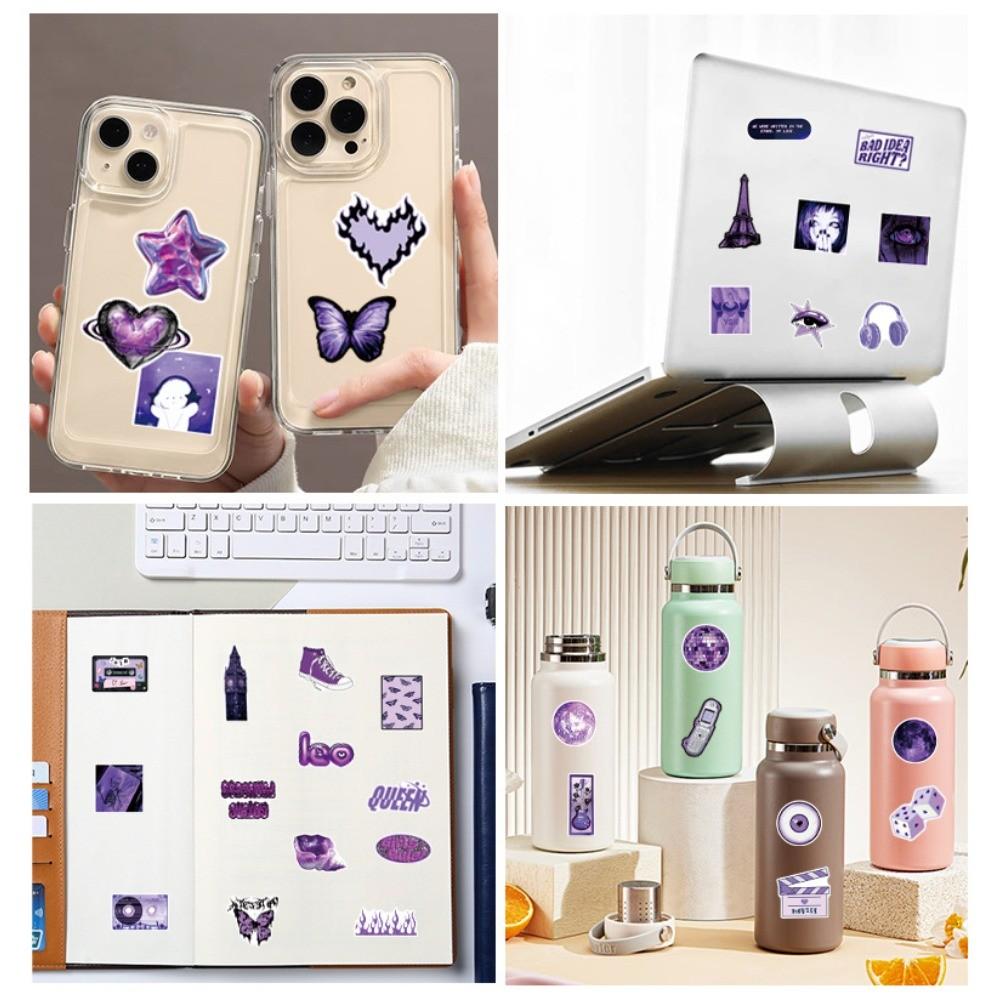 50Pcs Ins Trendy Purple Y2K Girl Stickers Waterproof Graffiti Decals for Scooter Helmet Luggage Decor