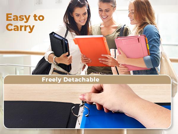 JoyCat 3 Ring Binder Clipboard with Storage, PU Magnetic Clipboards Folder(12.4"x10.2"), Refillable Lined Notepad(11"x8.5"), Ideal for Students,Nurses