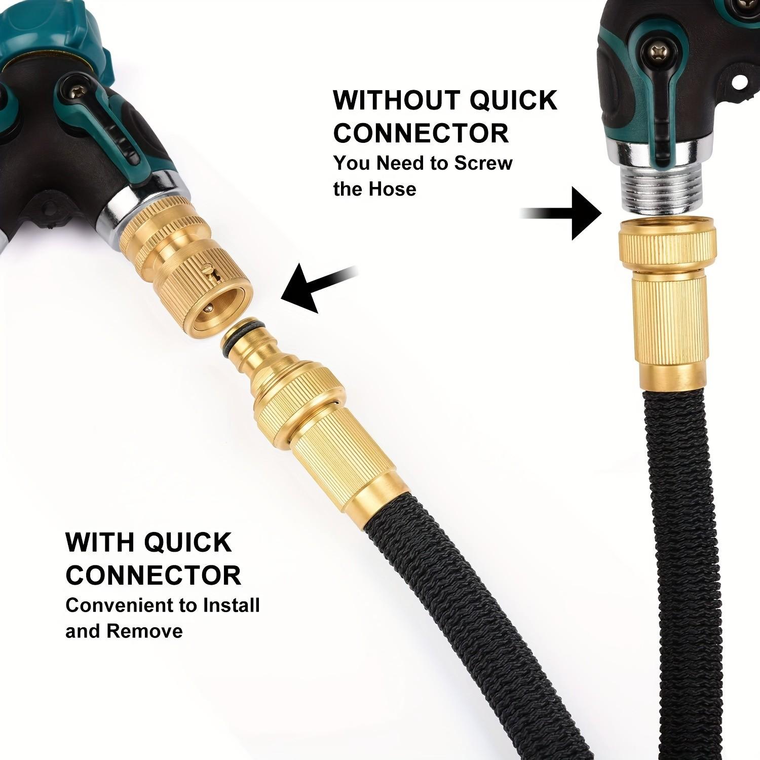 2 Quick Connect Hoses for Garden Faucet, Eu Standard Metal Material, Easy Connection Design, Compatible with 3/4 Inch Hose Fittings, Garden Hose Adapter, Garden Hose Connector, Water Hose Quick Connect