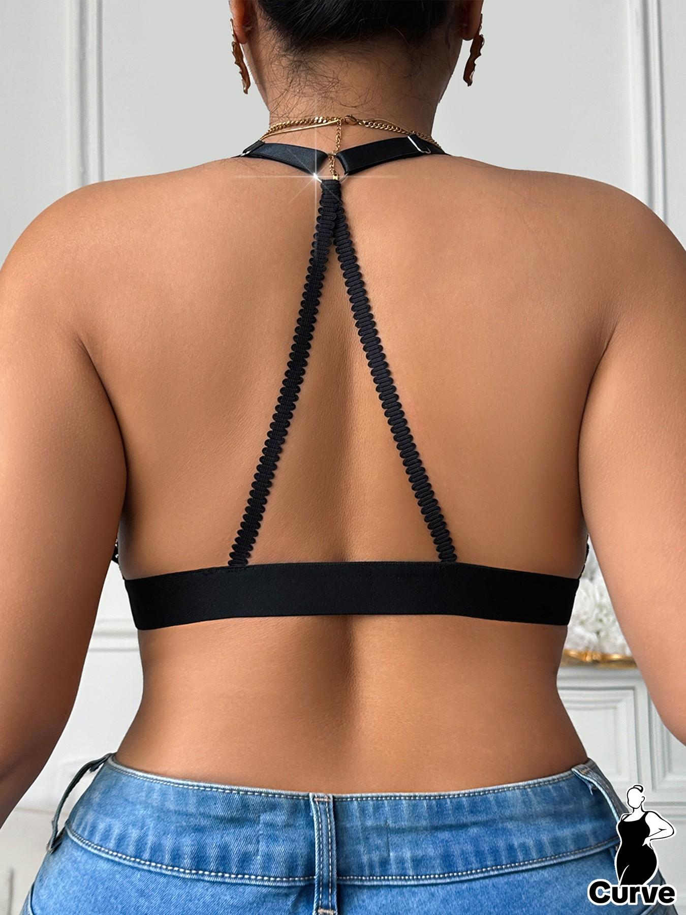 Plus Size Lace Front Closure Bralette | Wireless Unpadded Racerback Bra for Curvy Women 1XL-4XL