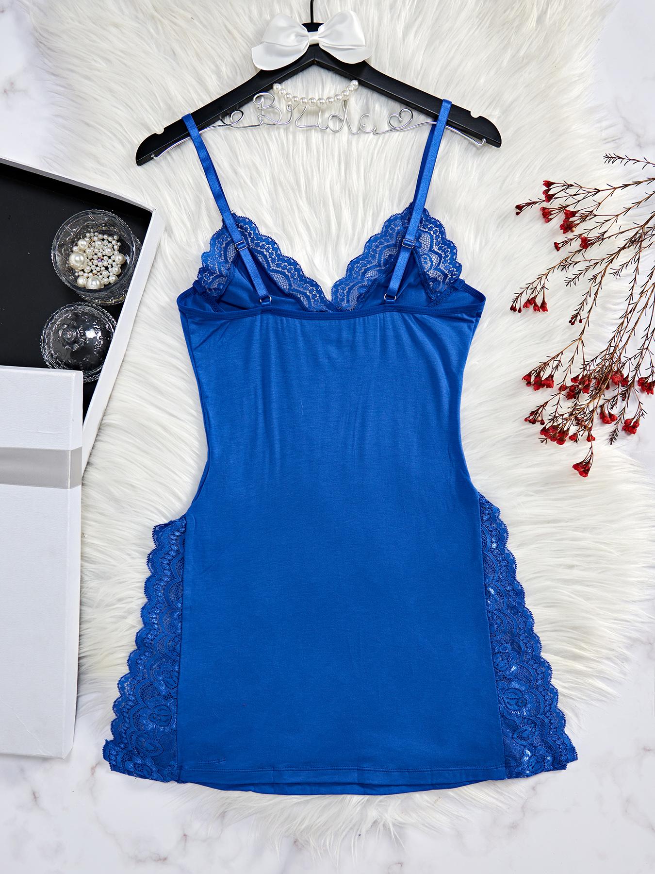 Women's Butterfly & Leopard Print Lace Trim Side Split Cami Nightdress, Casual Soft Comfortable Spaghetti Strap Nightgown for All Seasons, Sleep Dress, Fashion Ladies' Sleepwear for Daily Wear, Night Gown for Women, Casual Comfy Nightdress