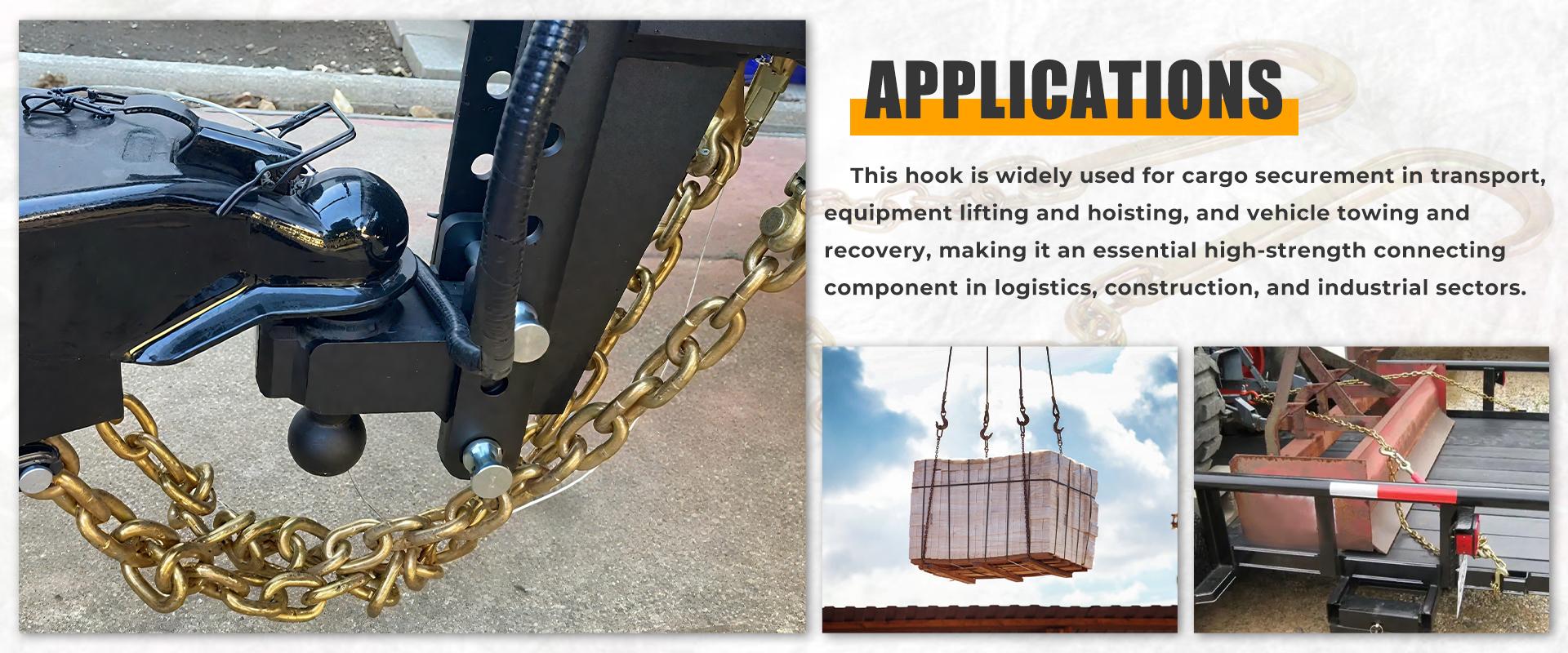 Findmall 5/16" X 2' G70 Tow Chain J-Hooks V-Chain Flatbed Truck Rollback Wrecker Carrier