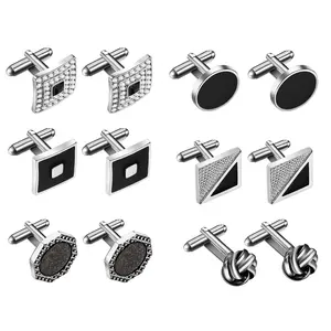 6 pairs Men's Classic Cuff Links Tuxedo Shirt Buttons Cufflinks Business Wedding