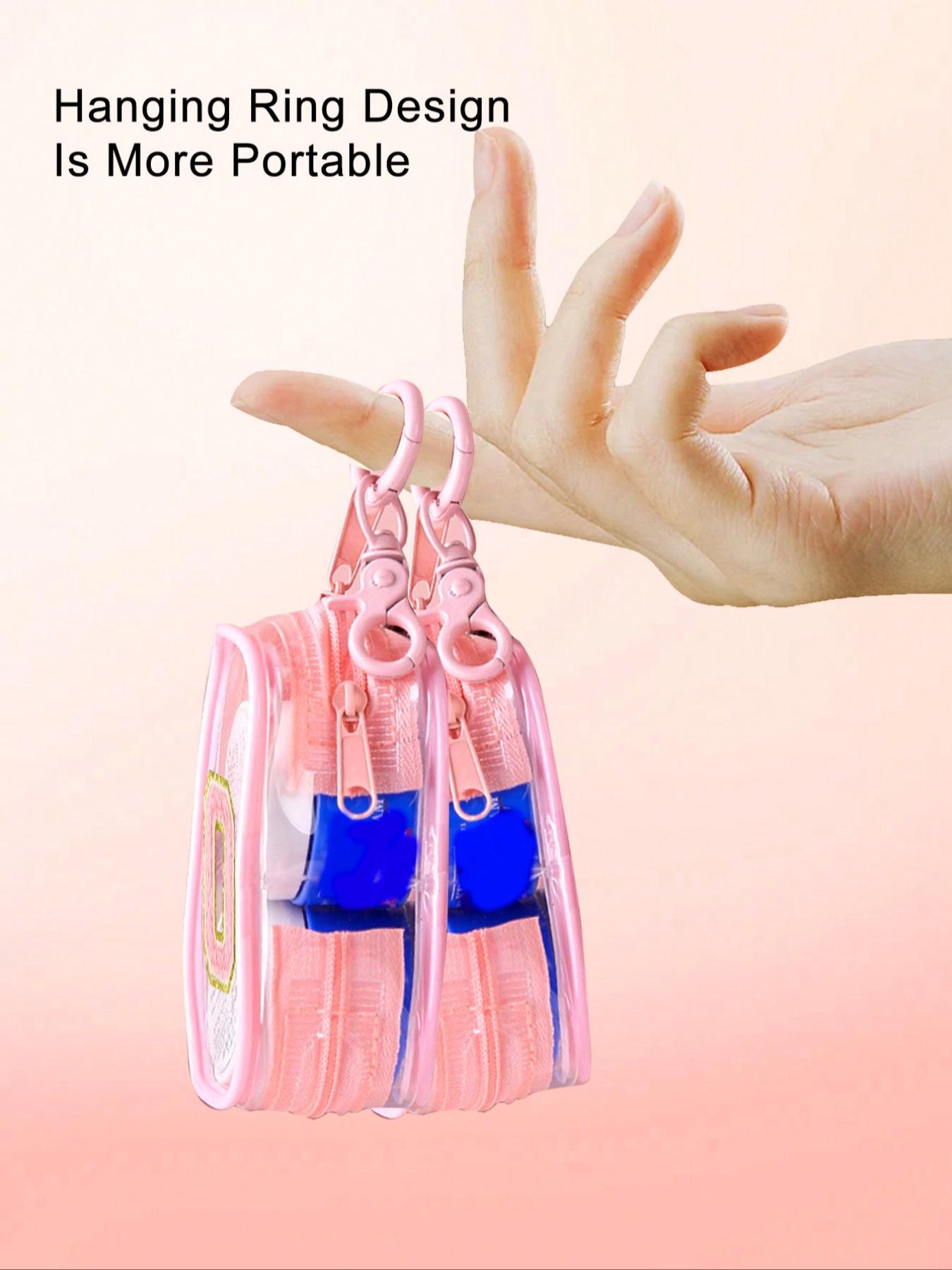 Portable mini transparent zippered storage bag, Zipper pouches, compact multi-functional storage bag, earphone charger storage box with key ring, transparent travel accessory, suitable for storing small items, data cable storage bag Organizer