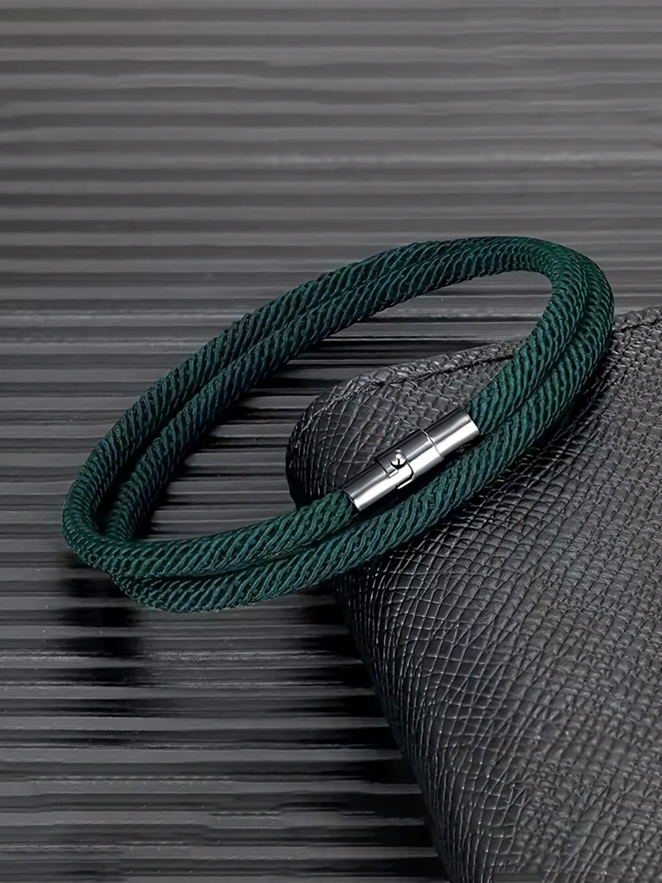 1pc Men's Minimalist Braided Rope Bracelet, Magnetic Clasp, Waterproof & Durable Wristband, Ideal for Everyday Wear & Gifting, Perfect Boyfriend & Father's Day Gift