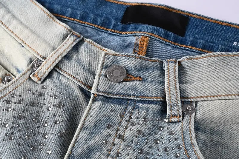 Men's Vintage School-Style Streetwear Denim Ripped Slim Fit Washed Stretch Cotton Blend Jeans - Menswear, Casual Comfortable High-Quality, Smooth Pockets, All Season Regular Size