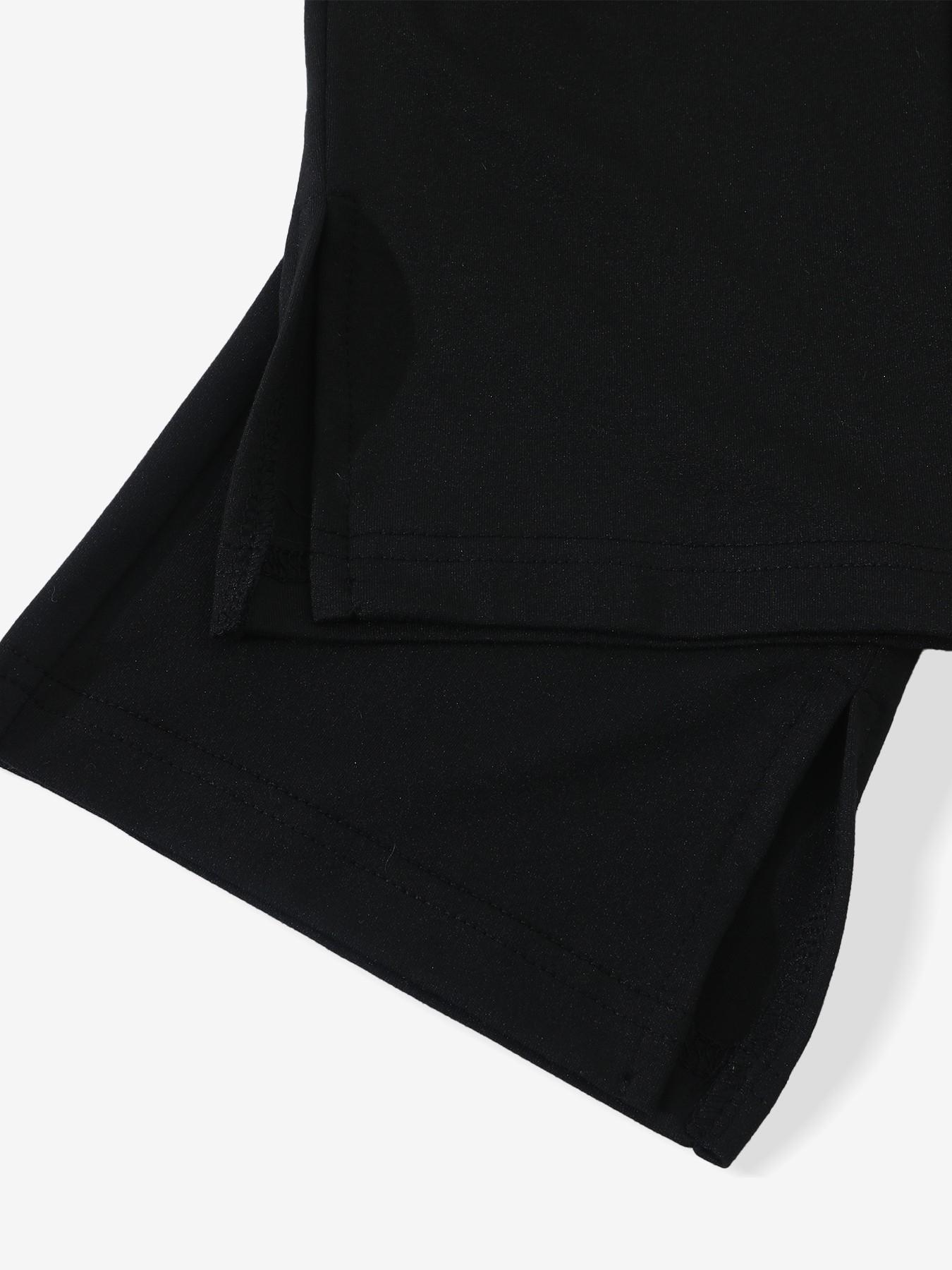 Women's Y2K Streetwear Black Capri Slim-Fit Pants, Active Pants With Side Slit Detail, Suitable For Gym And Casual Daily Wear