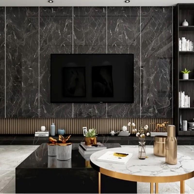 Marble PVC Wall Stickers Floor Tiles, Vintage Wood Grain Foam Roll 118*15.7 Inches Thickened 1.5mm Thicknessd Grain Wall Stickers Waterproof Decals Suitable for Living Room TV Background