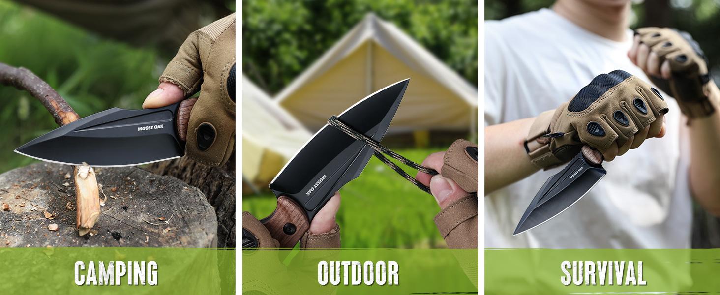 #JumpstartSale MOSSY OAK Survival Knife with Sheath, 8.5-inch Full-tang Fixed Blade Knife, Outdoor Knives for Survival, Camping, Hiking (G10 Handle)