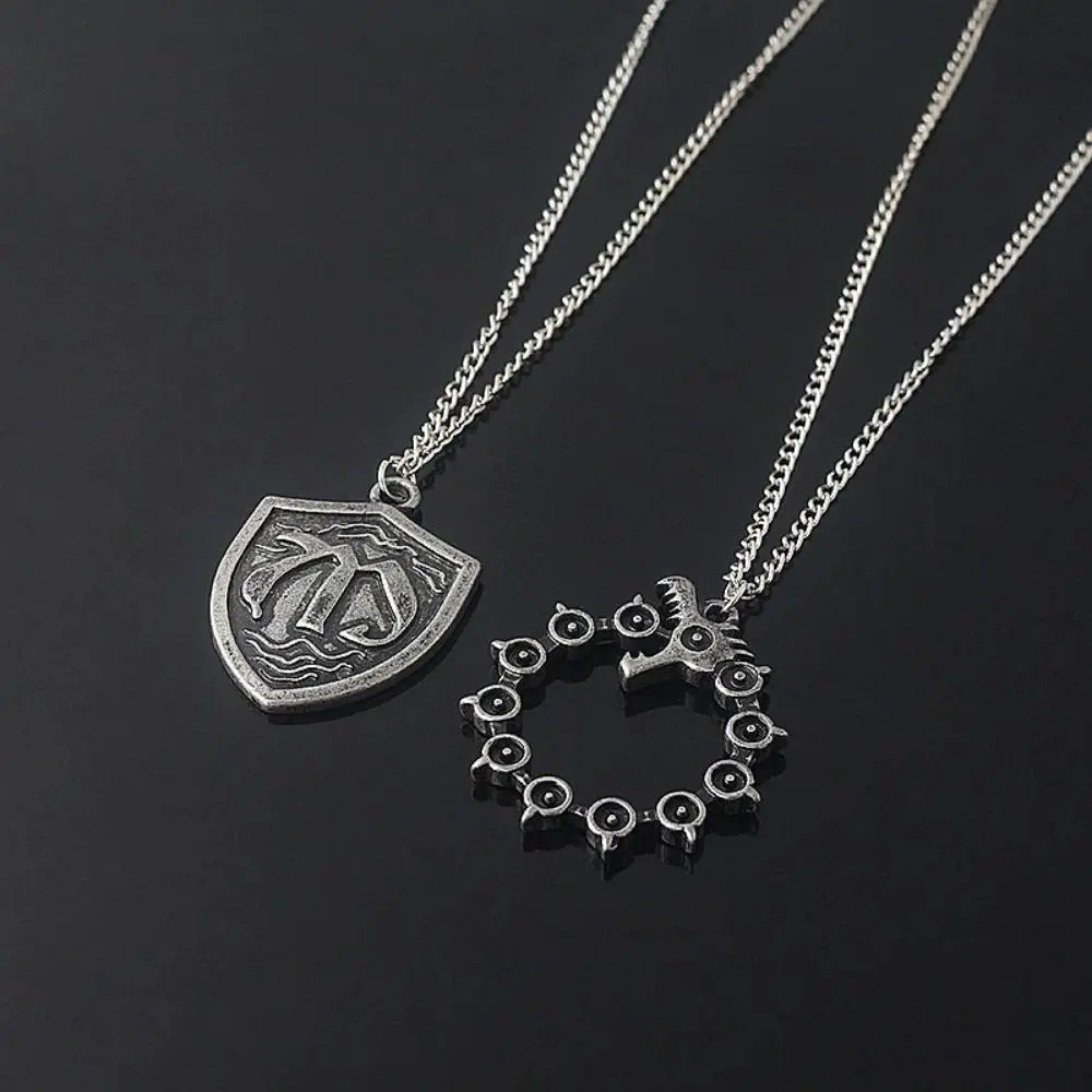 Seven Deadly Sins Anime Meliodas Tattoo Necklace - Bite Tail Dragon Shield Pendant Jewelry Gift