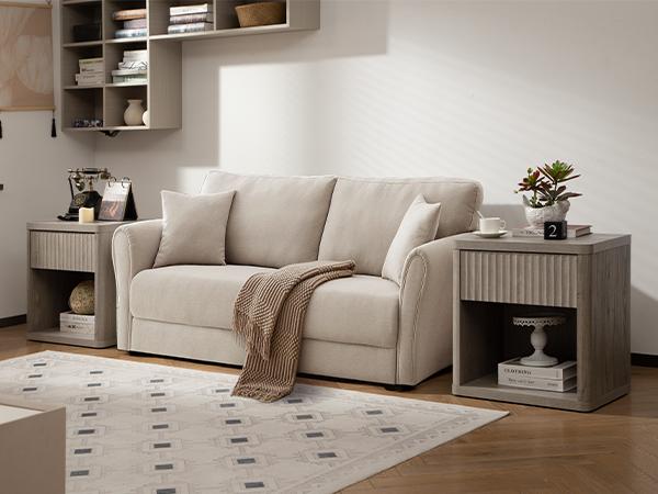 SICOTAS Nightstand Set of 2 with Drawer, Modern Wide Bedside Table for Bedroom, 22.7 x 15.4 x 24.1 Size Mid-Century End Table with Storage, Sturdy Night Stand for Sofa, Couch, Living Room, Office