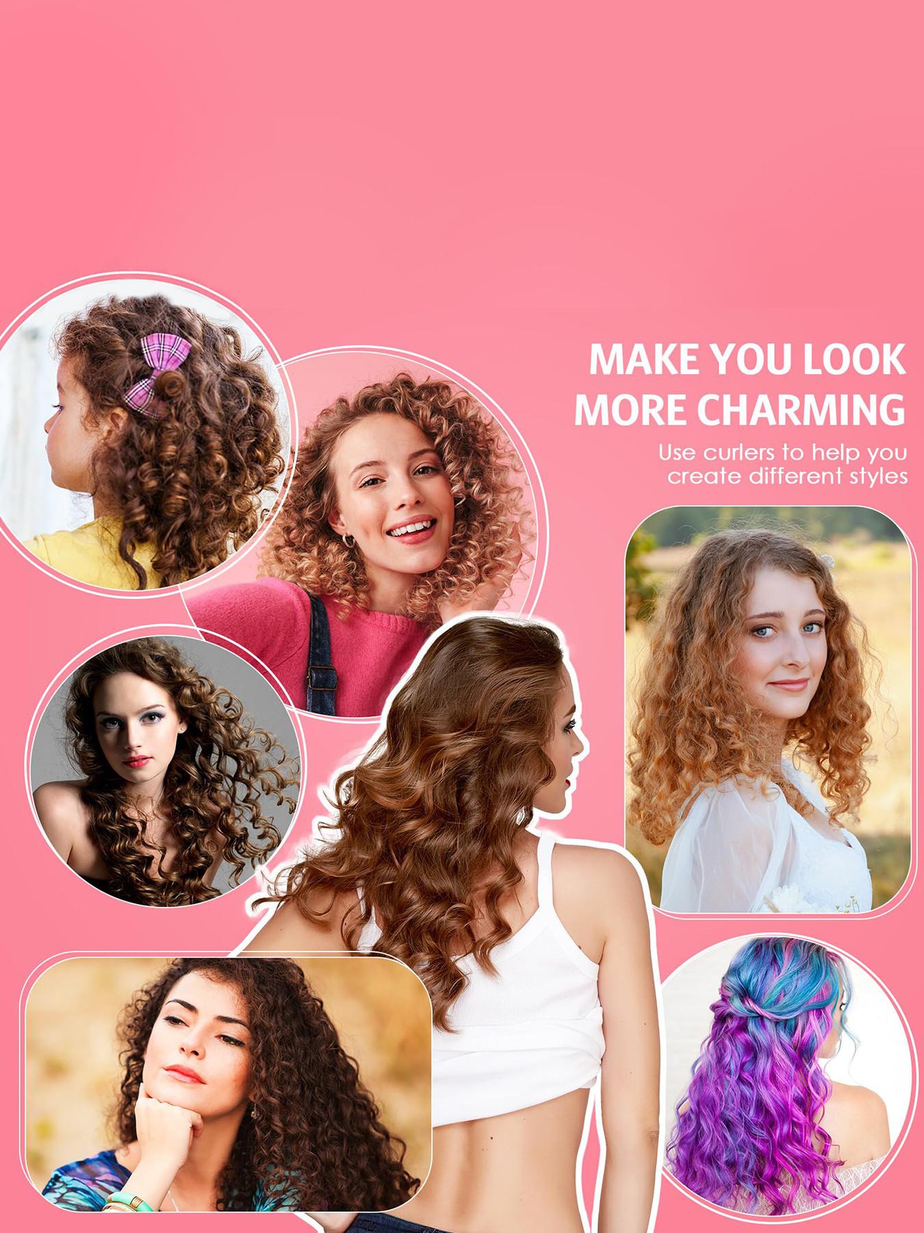 30 Flexible Curling Wands, Soft Foam Hair Rollers, No Heat, Includes Steel Tail Comb, Suitable for All Hair Types