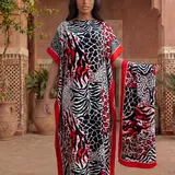 Elegant Leopard Print Two-Piece Set, Casual Cover-Up Dress & Silk Scarf Set, Sun Protection Matching Set for Beach, Fashion All-Season Accessory, Beach Cover Ups