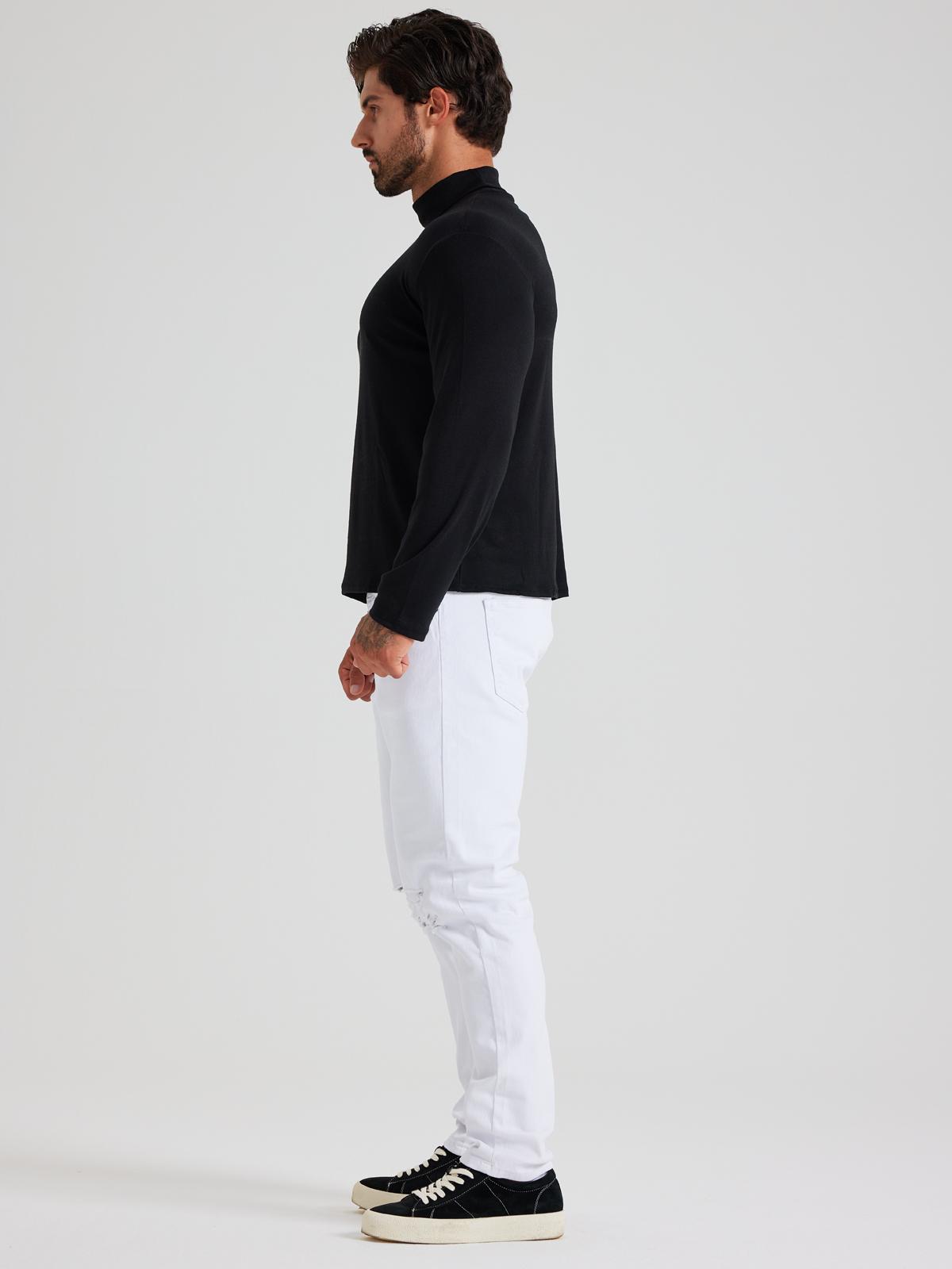 LONGBIDA Men Slim Fit Lightweight Long Sleeve Pullover Top Turtleneck T-Shirt  Fashion Menswear Basic