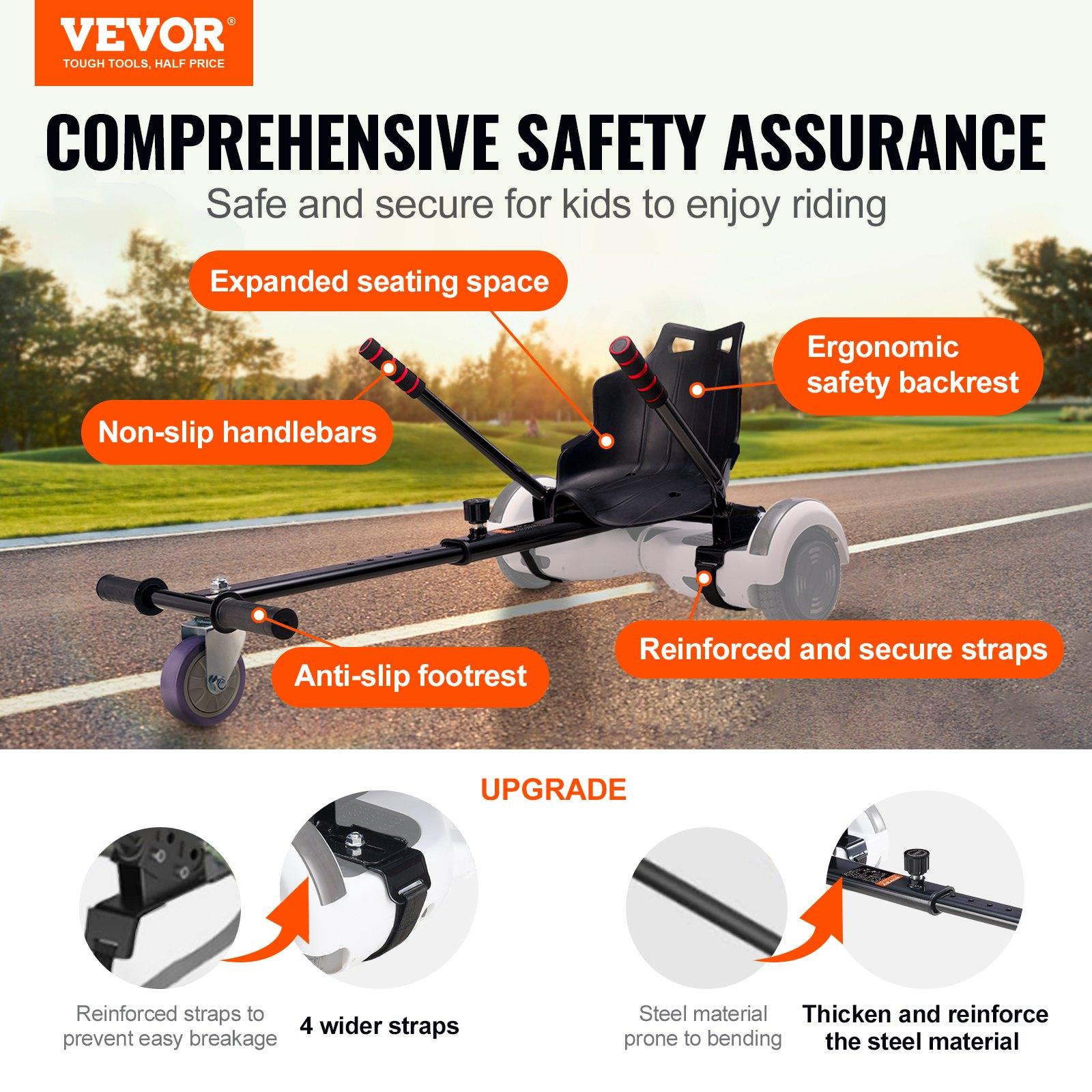 【Summerfinds】VEVOR Hoverboard Seat Attachment(Not included hoverboards), Compatible with All 6.5" 8" 8.5" 10" Hoverboards, Grips Control, Adjustable Frame Length and 220 LBS Load Capacity, Hover Board Go Karts Ac 【Summerfinds】VEVOR Hoverboard Seat Attachment(Not included hoverboards), Compatible with All 6.5" 8" 8.5" 10" Hoverboards, Grips Control, Adjustable Frame Length and 220 LBS Load Capacity, Hover Board Go Karts Ac