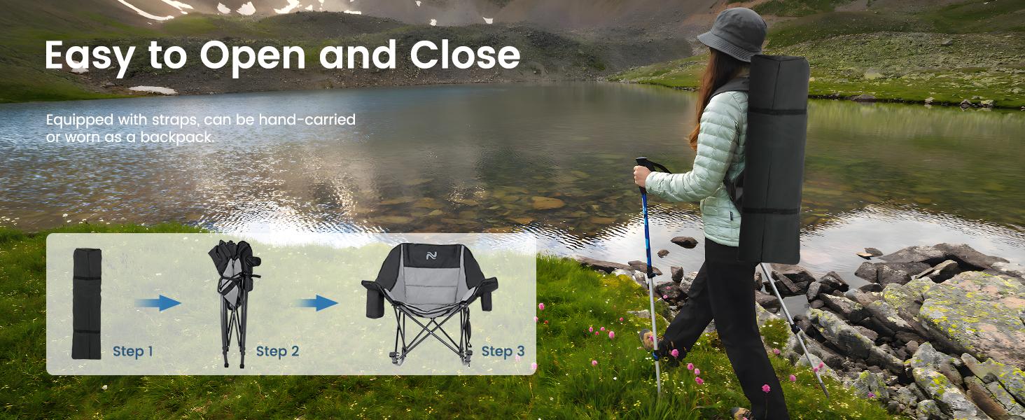 Lilypelle Oversized Rocking Chair for Camping & Patio – Fully Padded, High Back, Cup Holder, Cooler Bag – Heavy Duty Folding Recliner for Adults, 400lbs