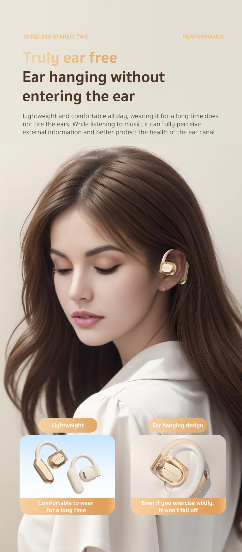 MINISO X38 Wireless On-ear Design Earphone for Summer, Noise Cancelling Headphone with Digital Display, Bluetooth-compatible Headphone for Running, Gym, Workout, Sports